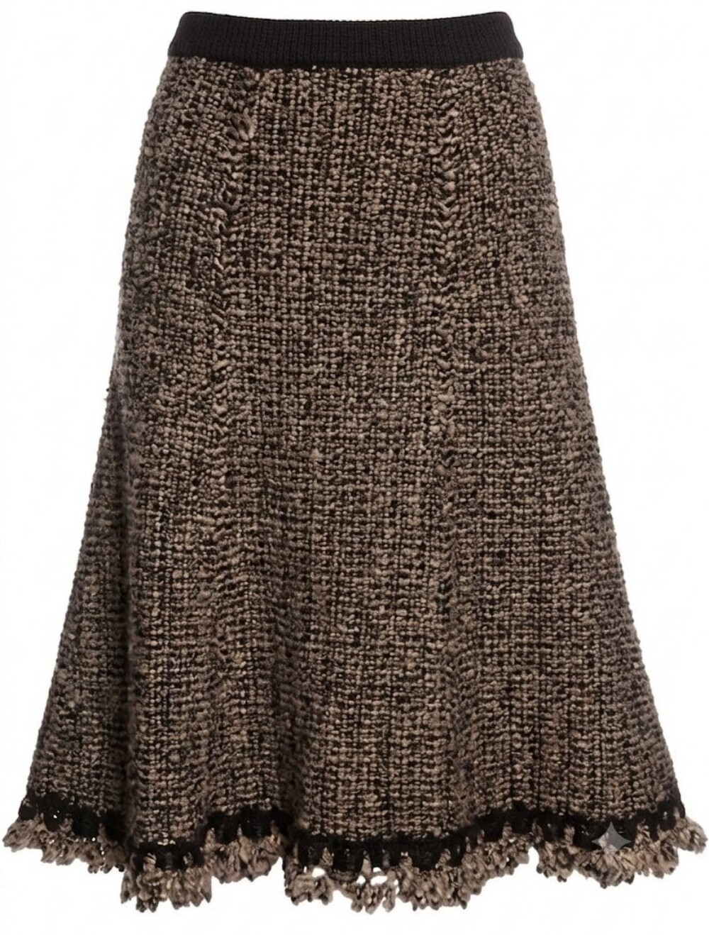 Chanel Vintage Archival Tweed Fringe Knit A-Line Skirt